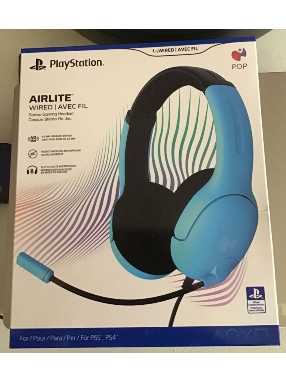 PDP AIRLITE Wired Gaming Headset PS5 PS4 PS3 PC Noise Canceling Blue New Sealed